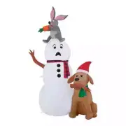 Home Accents Holiday 6 ft Snowman With Bunny and Dog Holiday Inflatable