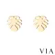 【VIA】白鋼耳釘 白鋼耳環 樹葉耳環/植物系列 棕櫚樹葉造型白鋼耳釘(金色)
