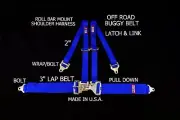 RJS RACING 4 PT LATCH & LINK ROLL BAR MOUNT HARNESS BUGGY BELT BLUE 50561-14-3