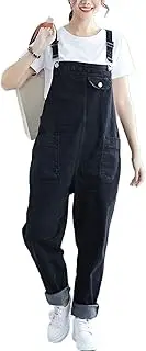 [TOZLU] Women's Loose Baggy Denim Bib Overalls Romper Jumpsuit Pants