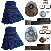 Handmade Ramsay Blue Tartan Kilt Outfit For Men Custom Size Traditional Kilt
