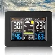 Color Digital Weather Station with Weather Forecast, Multifunction Wireless LCD Digital Thermometer Hygrometer, Weather Forecast for Home Garden Bedroom Office, for Indoor and Outdoor A