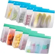 10 Packs Reusable Food Storage Bags, Stand Up Large Capacity Ziplock Freezer Bags, Leakproof BPA Free, Food Storage Tools Containers for Fridge Organization