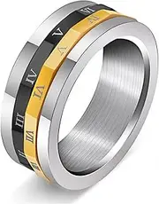 [Mulmoy] Rotating Roman Digital Titanium Steel Men's Ring Index Finger Ring