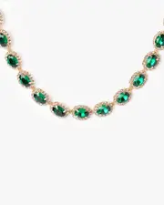 Emerald Framed Oval Crystal Choker Necklace