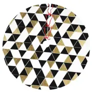 48" Christmas Tree Skirt Modern Black White and Faux Gold Triangles Pattern L...