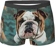 [FJWSLCH] Funny English Bulldog Boxer Briefs for Men Breathable Men's Underwear Comfortable Stretch Trunks Underwear