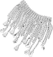 Rhinestone Fringe Trim Chain Decorative Tassel Sewing Trim for Clothing DIY Crafts Party Plated Water Drop Design