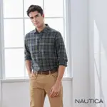 【NAUTICA】男裝 簡約沉穩格紋長袖襯衫(綠)