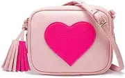 [Mymazn] Girls Crossbody Purse for Kids Women Leather Roomy Bag with Tassel Adjustable Straps Design in Italy