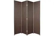 Woven Room Divider Screen Brown 4 Panel