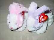 (2) TY Beanie Babies SHERBERT & SORBET Easter Bunny RABBIT Stuffed Animal Plush