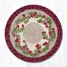 Cranberry Berry Vine 10" Round Placemat Trivet Earth Rugs, Braided Jute