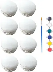 JOINPAYA 1 Set Gypsum Macarons Craft Painting Kit Molds Colors Paintbrush Fun Graffiti for Creative Family Activities and
