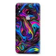 Skins Decal Wrap for Apple iPhone XR - Neon Color Swirl Glass
