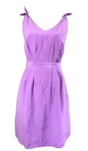 BNWT SABA Womens 100% Silk Purple Tie Shoulder V-Neck Formal Sheath Dress size 8