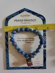 JILZARA Clay Beads PRAYER CHARM MESSAGE BOX BLUE & WHITE Bracelet