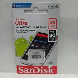 閃迪超微型 SD 32GB 80Mbps CLASS 10 MicroSDHC MicroSD 原裝