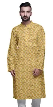 Atasi Printed Kurta For Men Mandarin Collar Cotton Poplin Casual-pF8