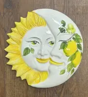 Bassano pottery: 10,1/2’’ Sun AndMoon Wall Decoration.Made/Painted by hand-Italy