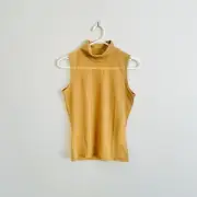 Vintage Y2K 2000s Earth Angel Gold Turtle Neck Sleeveless Top Party Size S