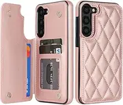 for Samsung S23 Plus 5G Phone Case,RFID Card Data Theft Protection,Double Magnetic Back Flip Cover PU Leather Cover for Galaxy S23 Plus 5G Wallet Case-Rose Gold