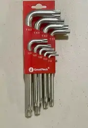 GREAT NECK TOOLS TAMPERPROOF 9 pc. TORX WRENCH SET, T10-T50.