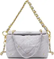 [myfriday] Small Quilted Crossbody Bags for Women Luxury PU Trendy Designer Shoulder Handbag Purse with 2 Chain Strap