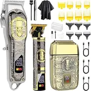 Professional Hair Clipper Set for Men, Rechargeable Cordless Clippers and Trimmers Set, Electric Foil Shavers and Beard Trimmers, Hair Cutting Tools with LED Display, Gifts for Men