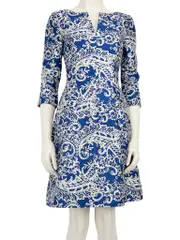 Blue Silk Abstract Pattern Dress