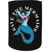 Alcohol Stubby Holder - Save Mermaids - Funny Novelty Birthday Gift Joke Beer Can Bottle Coolie