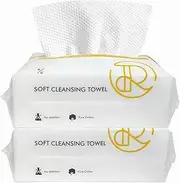 Soft Dry Wipe, 100% Cotton Facial Wipes, Disposable Face Towel Lint Free, Dry Wet Use, for Sensitive Skin, Facial Cleansing, Makeup Removing, Surface Cleaning (Extra Thick (2 Pack))