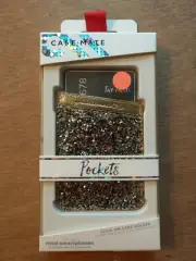 NEW Case-Mate Pockets Stick-On Card Holder for most smart phones, silver glitter