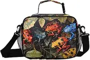 Frogs Bugs Colorful Insulated Lunch Box for Women Men - Ideal for Work, Picnics - Includes Adjustable Shoulder Strap