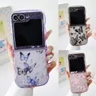 Butterfly Glitter Wavy Clear Case For Samsung Galaxy Z Flip6 Flip5 Flip4 3 Cover