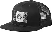 [Bassdash] Flat Brim Trucker Cap Adjustable Snapback Hat Mesh Back for Men Women