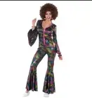 CostumesUSA Halloween Lady’s Disco Jumpsuit 70s 80s Diva Psychedelic Boogie Down