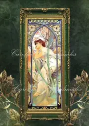 A Mucha Lady Long A Designer Cotton Fabric Quilt Block Multi-size