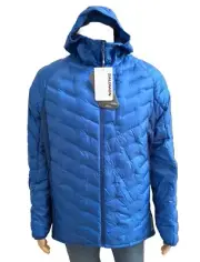Salomon Men Outline Primaloft Full Zip Hoodie Warm Lightweight Jacket Blue XL