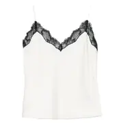[Calvin Klein] Calvin Klein Lace-trimmed Camisole Top M NEUTRALS/BLACK