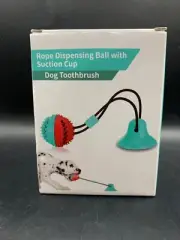 Dog Toy Rope Ball w/ Suction Cup Dog Toothbrush Self Entertaining