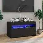 LED RGB Lights TV Cabinet Wooden Entertainment Console Table Rack Shelf Black
