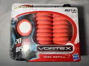 Nerf Vortex 20 Xtra Long Range Blaster Discs Orange Refill-NIB
