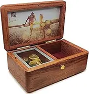 18 note wind up Solid Wood Jewelry Music Box with Photo Frame, for Christmas/Birthday/Valentine's Day/Mother's Day，Tune of You are My Sunshine. (Rosewood)