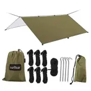 Hammock Rain Fly Tent Tarp Provides Effective Protection Army Green 9.8x9.5ft