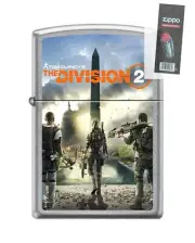 Zippo 2299 Tom Clancy The Division 2 Chrome Finish Lighter + FLINT PACK
