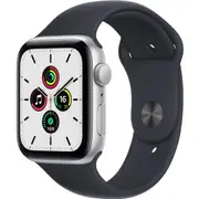 Apple Watch SE 44mm Silver Aluminium Case GPS Sport Band [Black] [~Renewed]