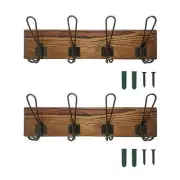 Rustic Coat Rack Wall Mounted Solid Wooden Coat Hook Rack with 8 Hooks Perfec...