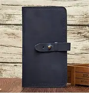 [DLUXCA] 1pcs Handmade Men's Wallet Large Capacity Document Bag Clutch Bag Retro Passport Bag (Color : Black, Size : 11 * 19 * 2cm)