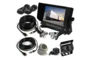 Elinz 7" Monitor HD 12V 24V CCD 4PIN Eyeball Reversing Camera Mini CMOS Trailer Cable Truck Caravan 3 AV Inputs 20M Cable